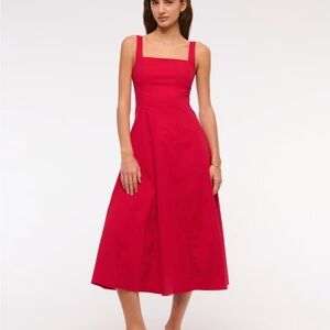 Abercrombie Red Linen Midi Dress